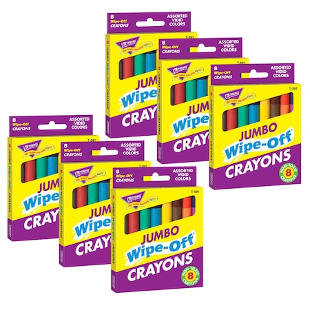 Trend Enterprises Jumbo Wipe-Off Crayons, Assorted, PK48 T591